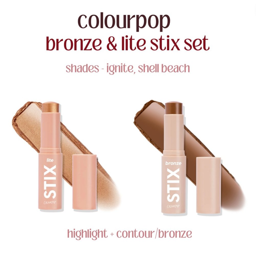 COLOURPOP LITE & BRONZE STIX DUO SET "IGNITE", "SHELL BEACH"